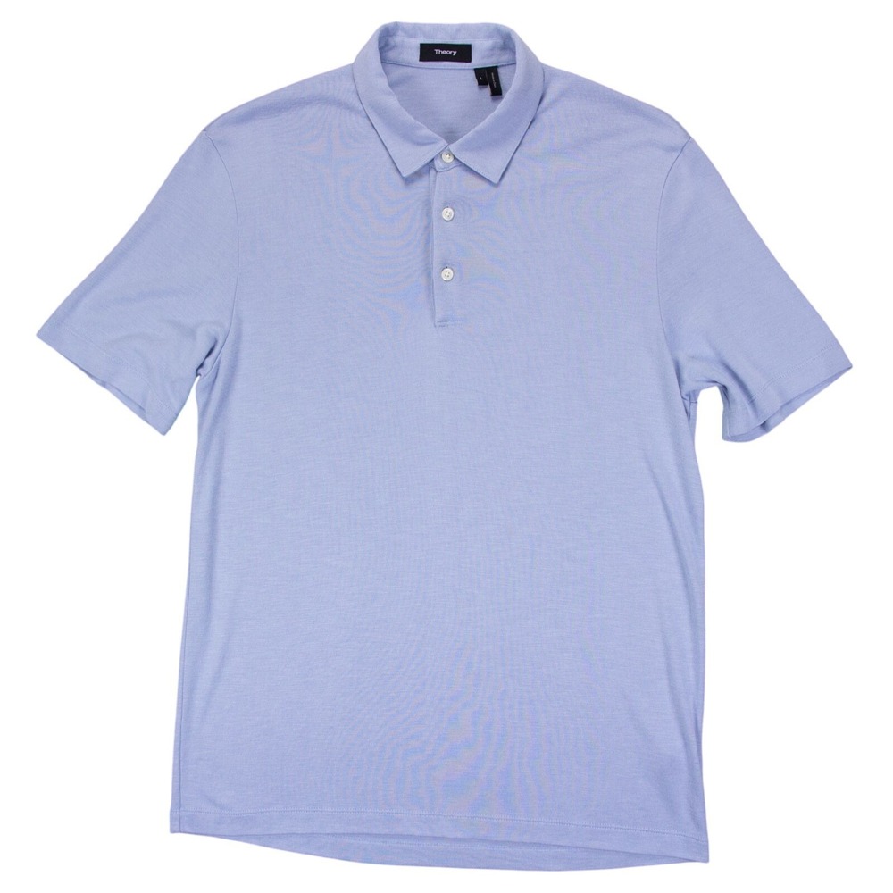 Theory Mens L Blue Bron Polo Anemone‎ Modal Jersey Short Sleeve Shirt
